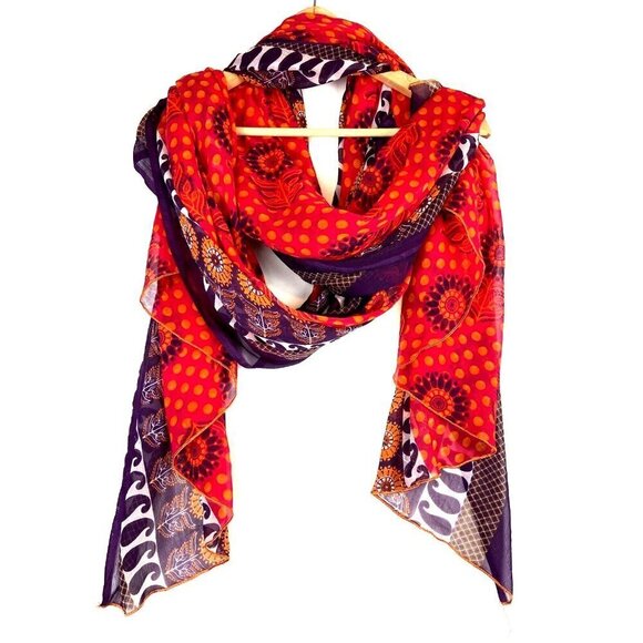 Unbranded Accessories - Women's Sheer Red Tones Long Scarf Size 50 in x 96 in